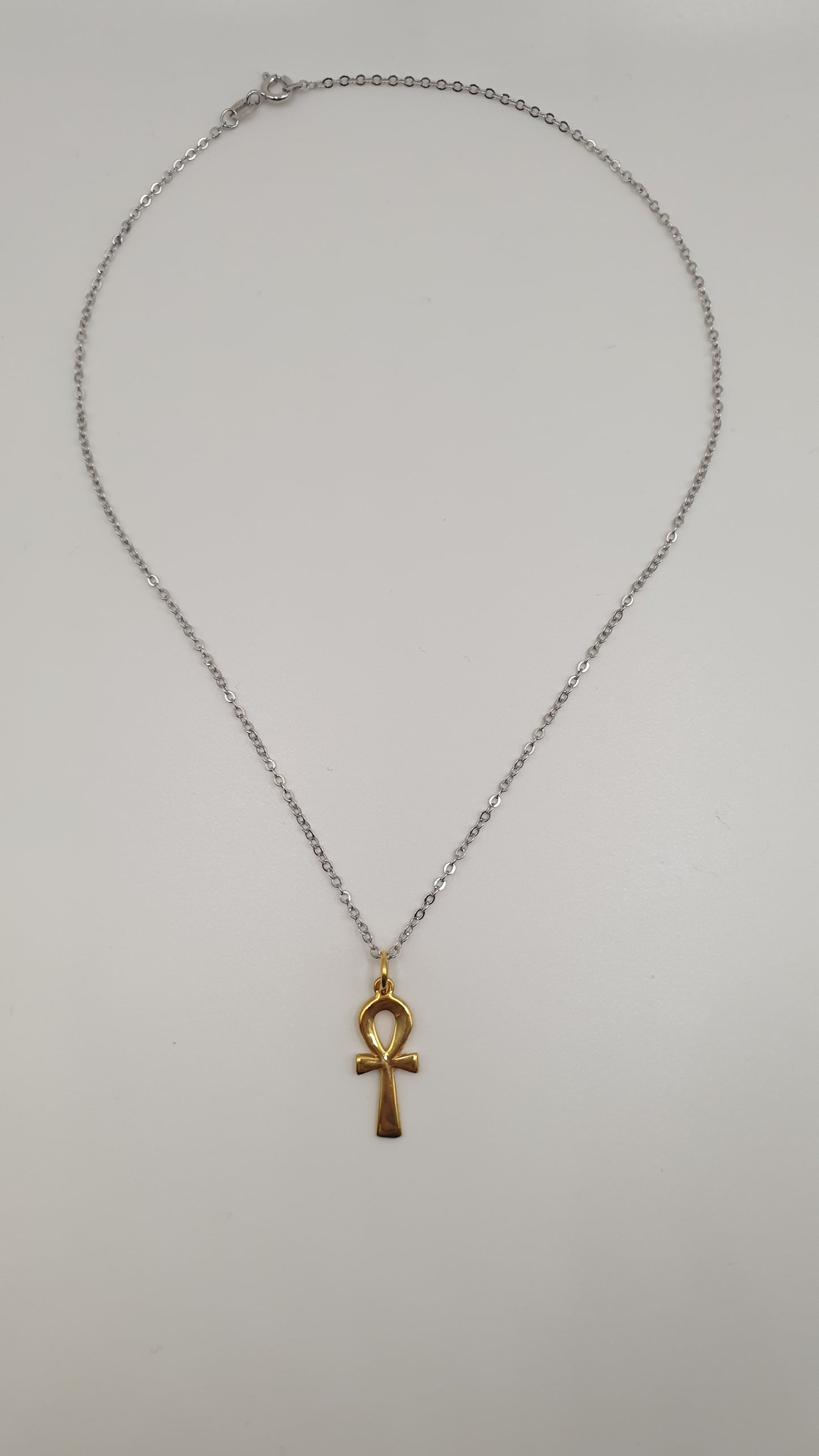 Ensemble collier en argent et pendentif Croix Ânkh plaqué Or