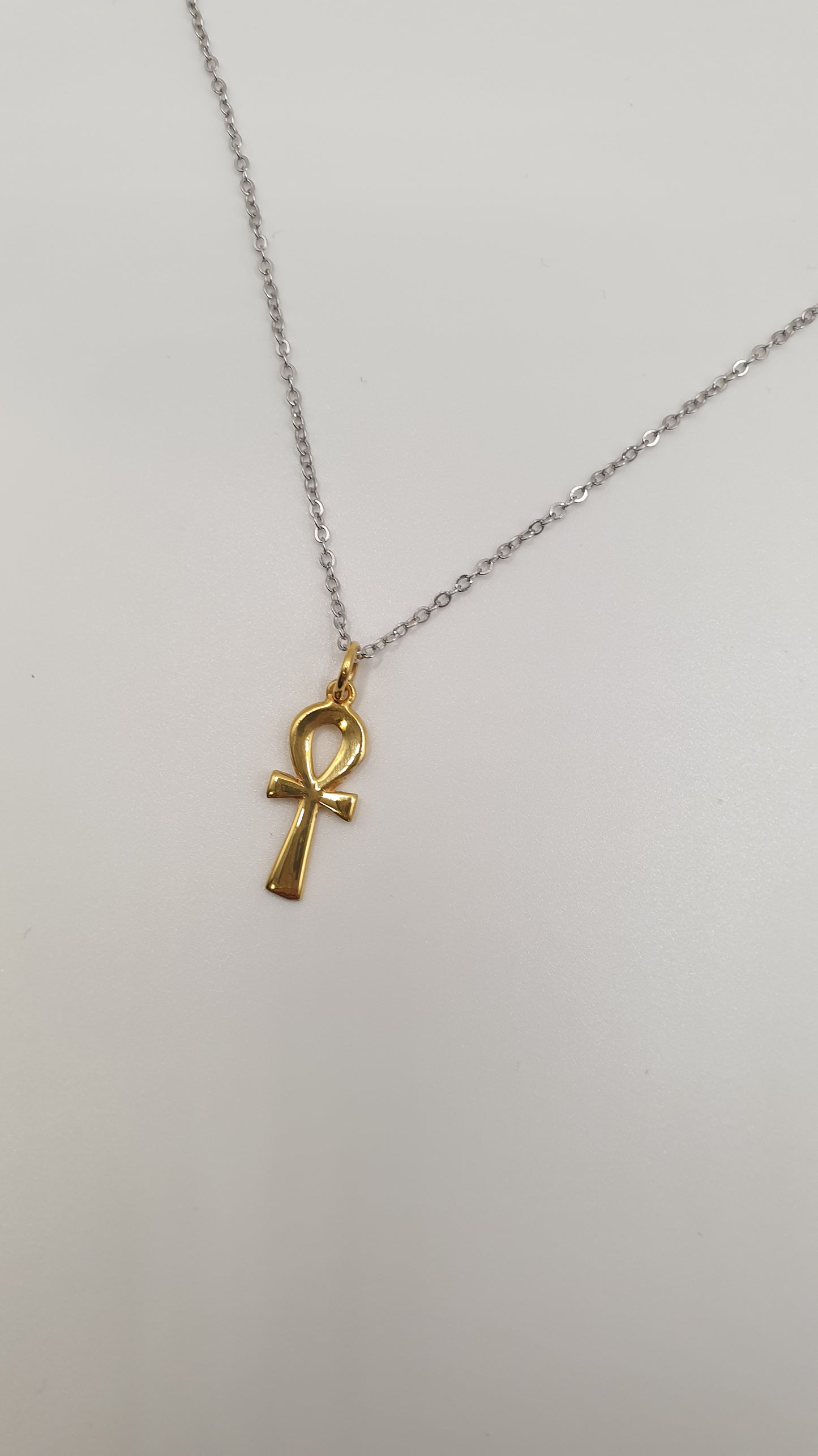 Ensemble collier en argent et pendentif Croix Ânkh plaqué Or