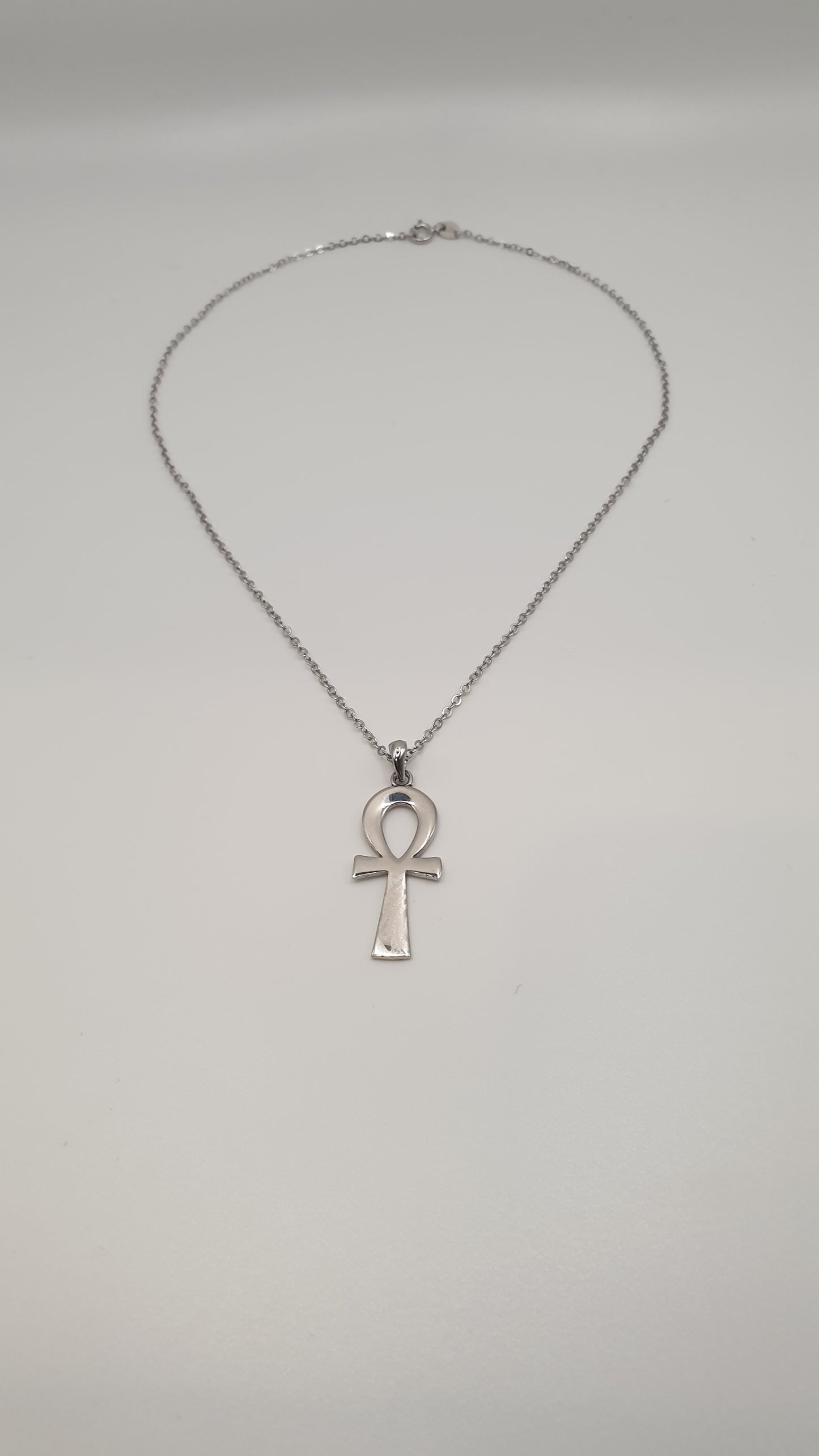 Ensemble collier en argent et pendentif Croix Ânkh sans motif