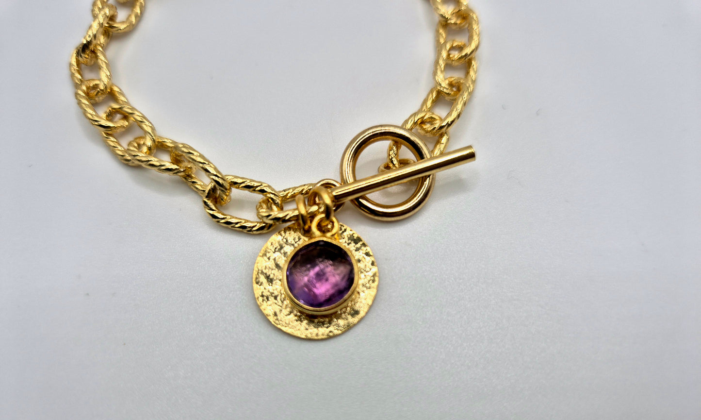 Bracelet Améthyste Doré