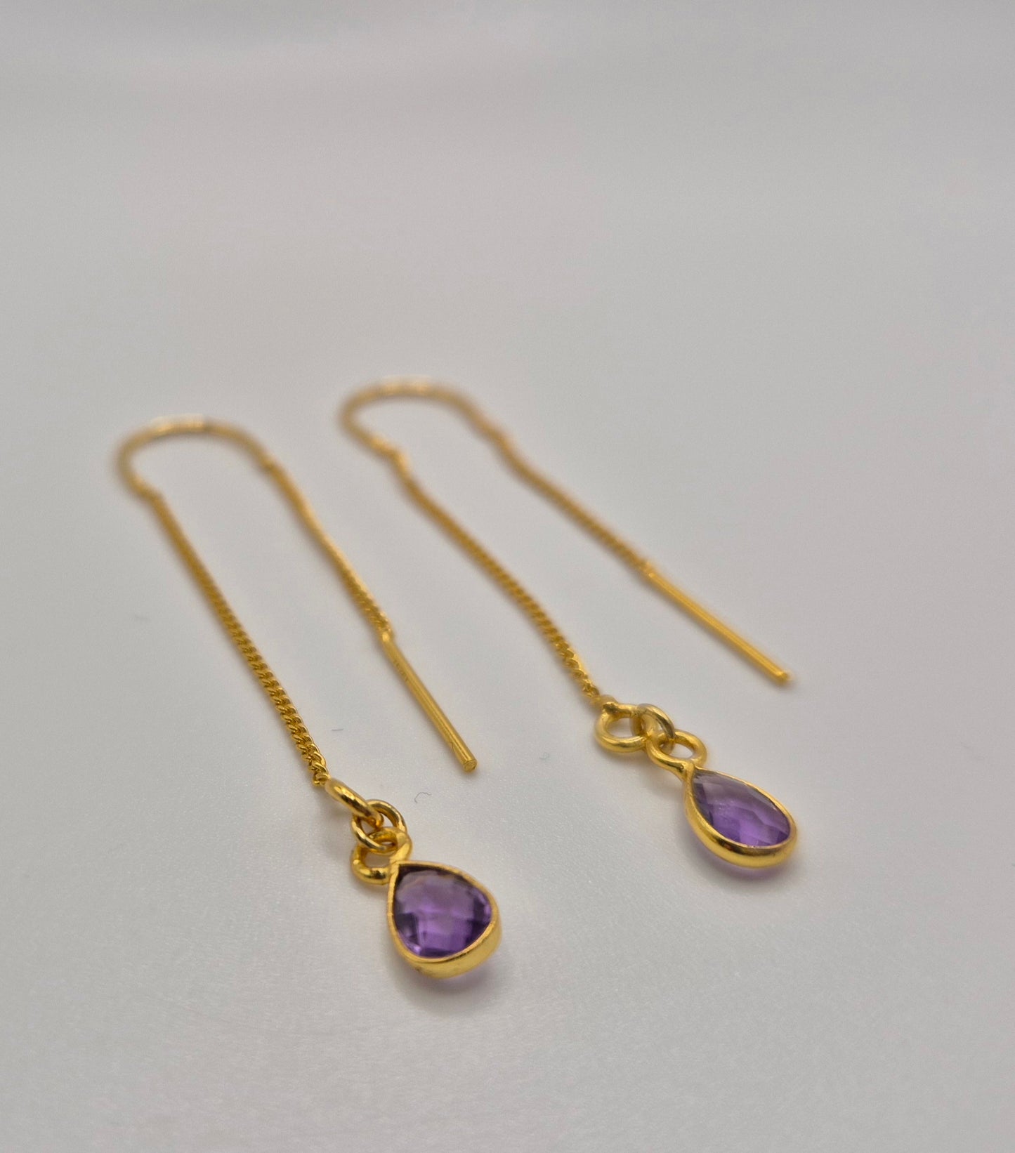 Boucles d'oreilles pendantes Améthyste ou Onyx Noir