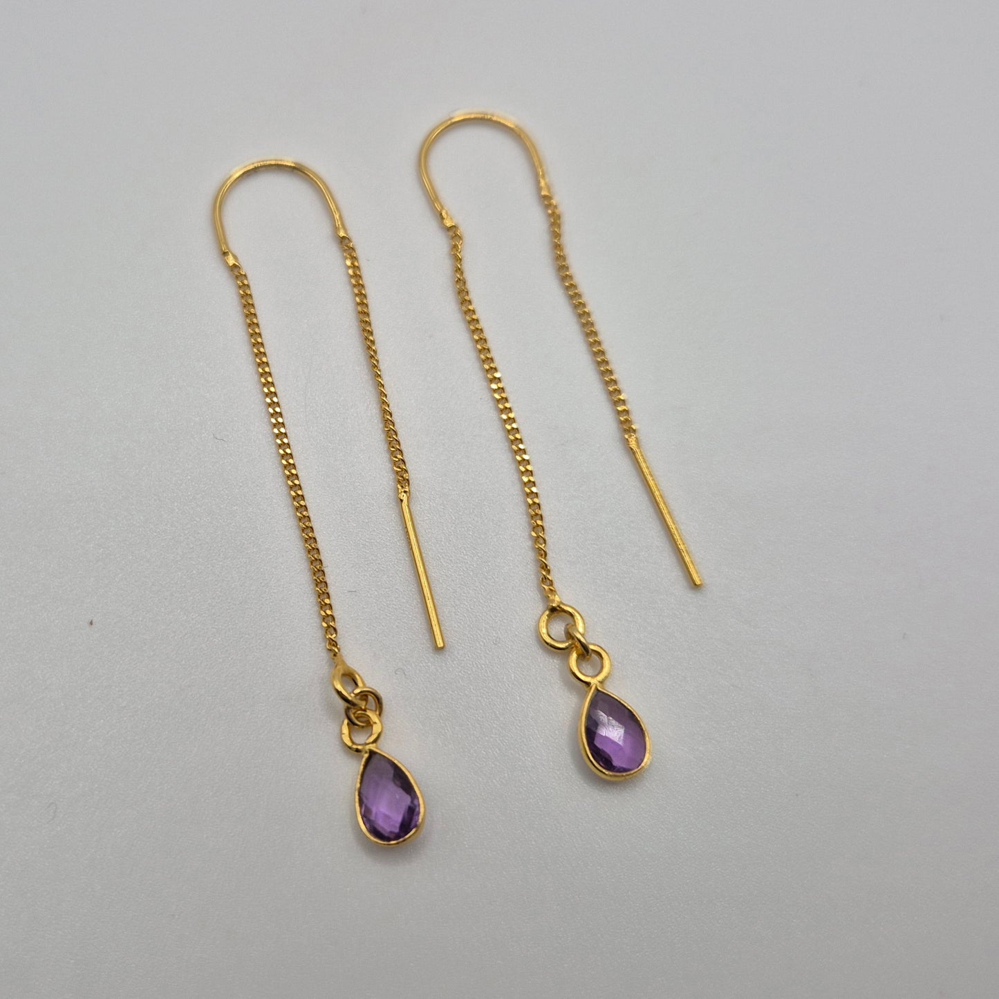 Boucles d'oreilles pendantes Améthyste ou Onyx Noir