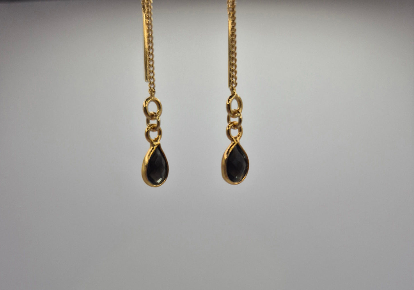 Boucles d'oreilles pendantes Améthyste ou Onyx Noir