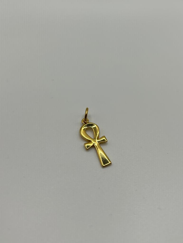 Ensemble collier en argent et pendentif Croix Ânkh plaqué Or