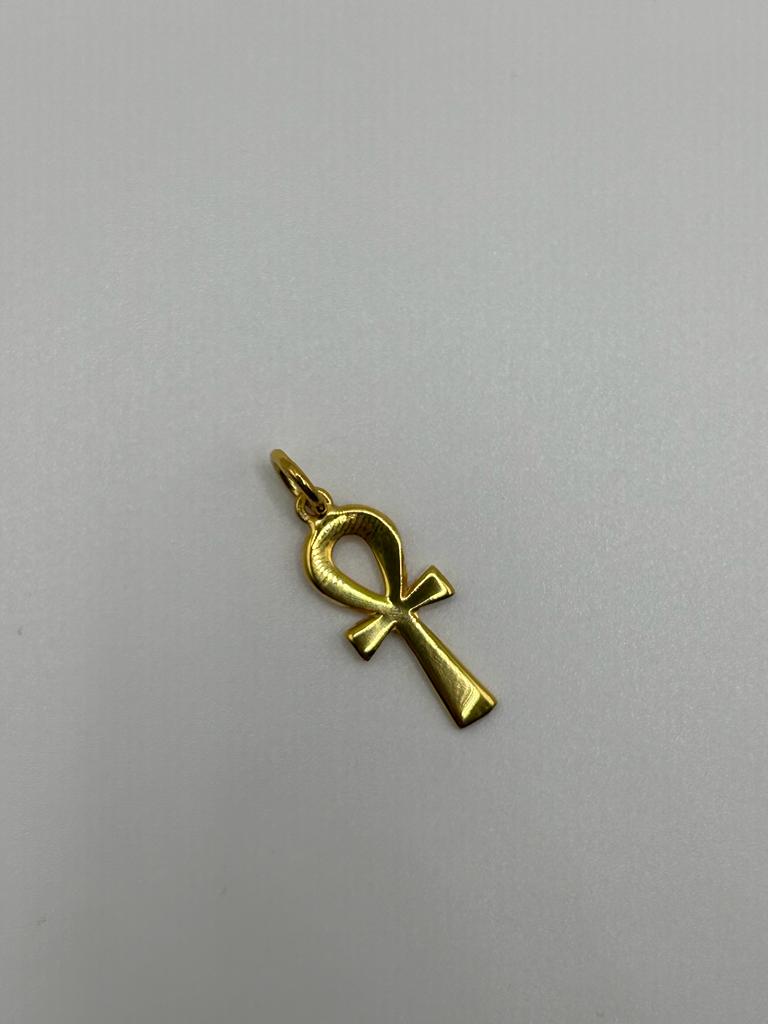 Ensemble collier en argent et pendentif Croix Ânkh plaqué Or