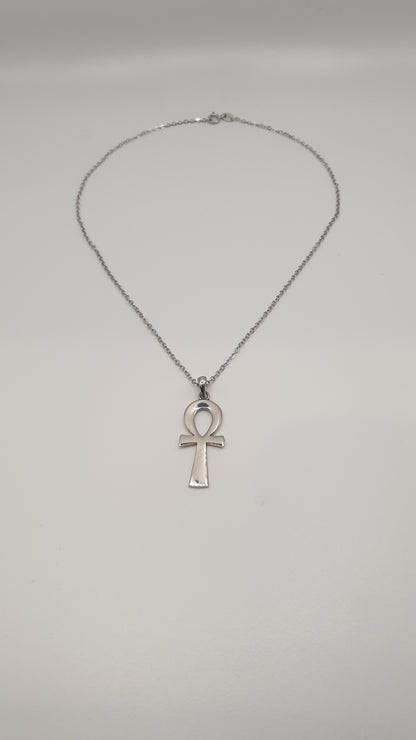 Ensemble collier en argent et pendentif Croix Ânkh sans motif