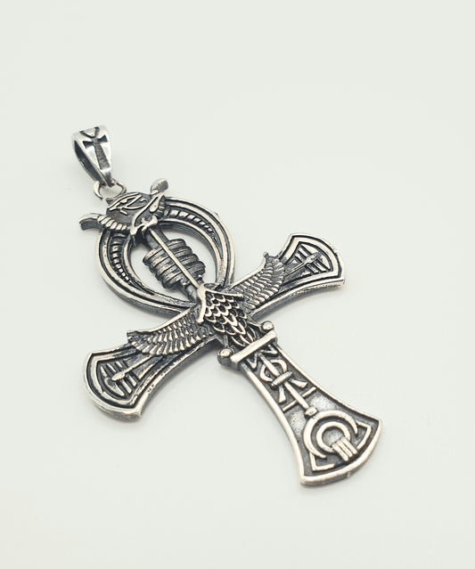 Pendentif Croix Ânkh argent 925 symboles Egyptiens