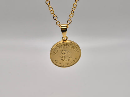 Médaille en pièce de 50cts et sa chaîne