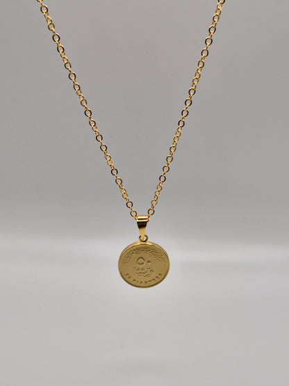 Médaille en pièce de 50cts et sa chaîne