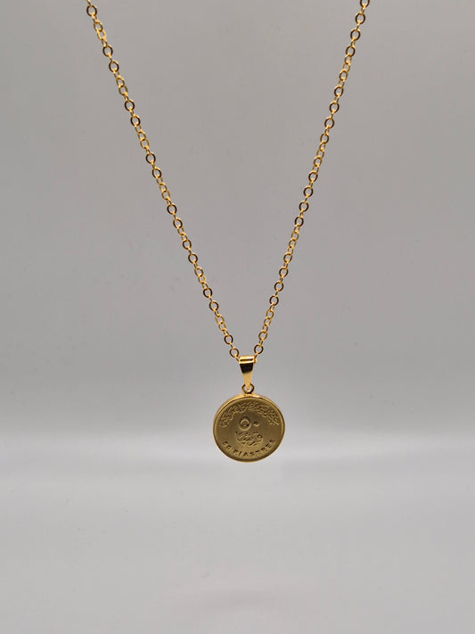 Médaille en pièce de 50cts et sa chaîne