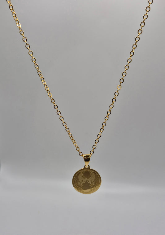 Ensemble médaille scarabée Egyptien et sa chaîne