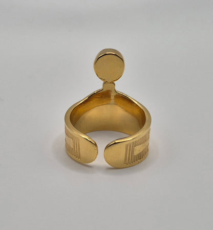 Bague couronne Égyptienne avec Turquoise et symboles