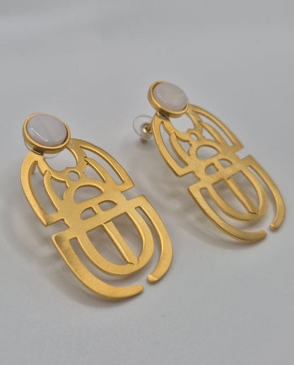 Boucles d'oreilles scarabée Egyptien avec perle nacrée