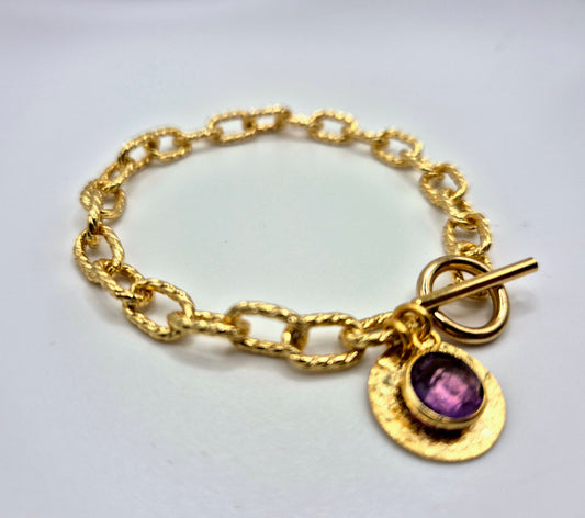 Bracelet Améthyste Doré