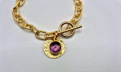 Bracelet Améthyste Doré