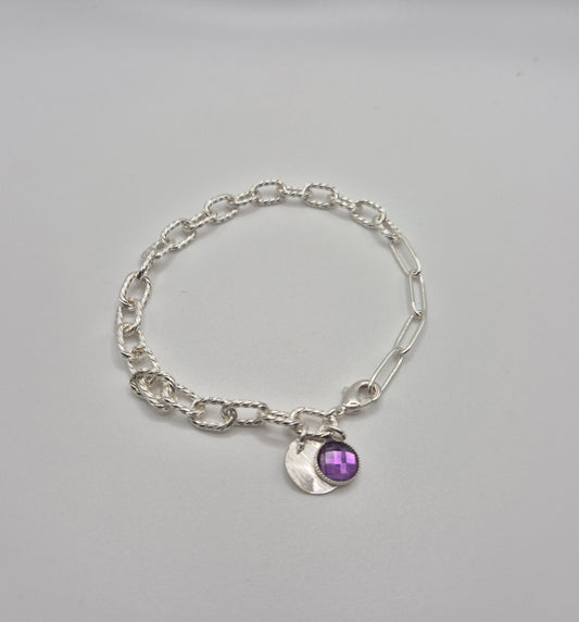 Bracelet Améthyste Argenté