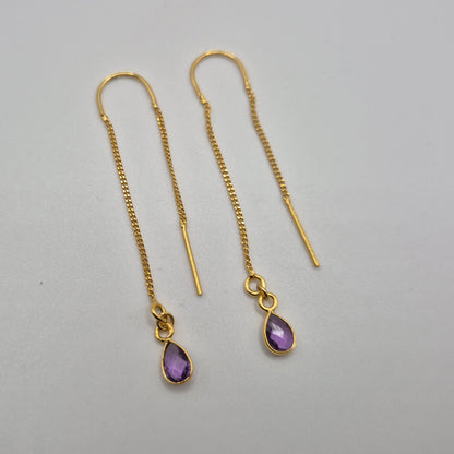 Boucles d'oreilles pendantes Améthyste ou Onyx Noir