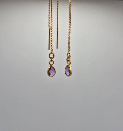 Boucles d'oreilles pendantes Améthyste ou Onyx Noir