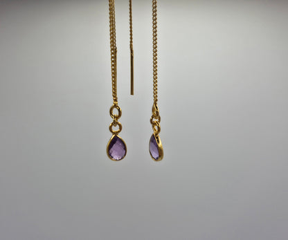 Boucles d'oreilles pendantes Améthyste ou Onyx Noir