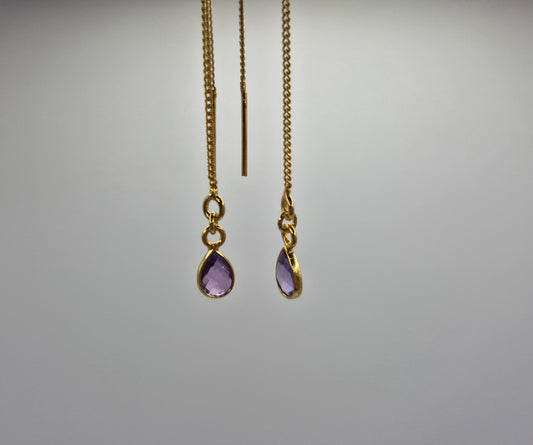 Boucles d'oreilles pendantes Améthyste ou Onyx Noir