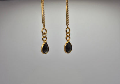Boucles d'oreilles pendantes Améthyste ou Onyx Noir