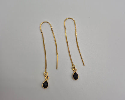 Boucles d'oreilles pendantes Améthyste ou Onyx Noir