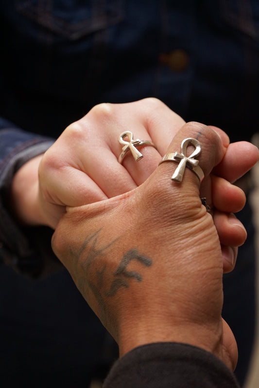 Bague croix d'Ânkh en cuivre fait main