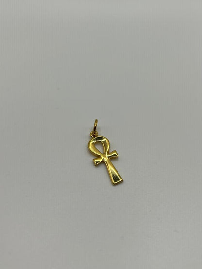 Ensemble collier en argent et pendentif Croix Ânkh plaqué Or